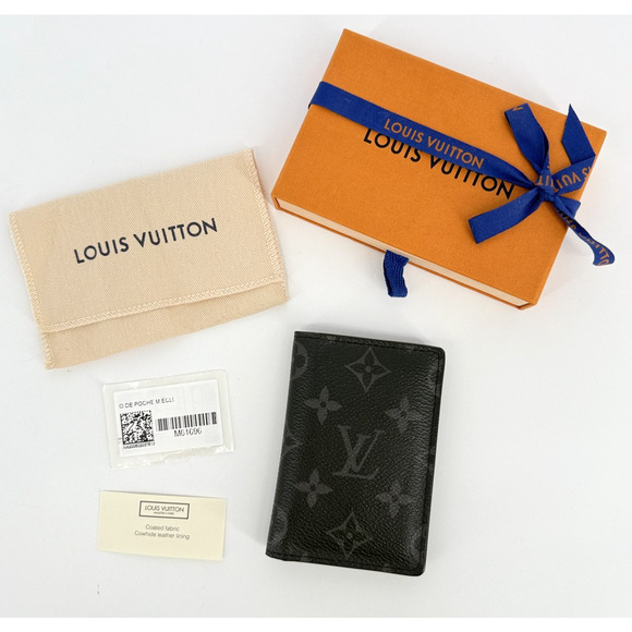 Louis Vuitton Pocket Organizer de Poche Card Case Monogram Eclipse Wallet Mens - Picture 1 of 9